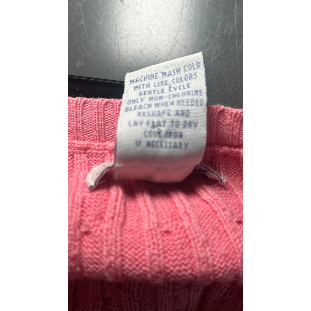 Aeropostale Sweater Slim Fit Large Pink Cable Knit Scoop Neck Kangaroo Pocket - Picture 6 of 6